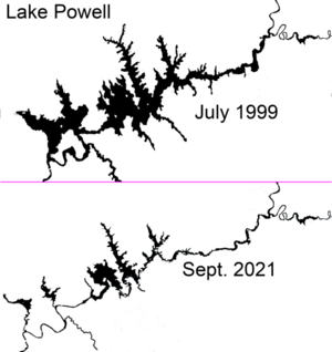 Lake Powell surface area shrinkage