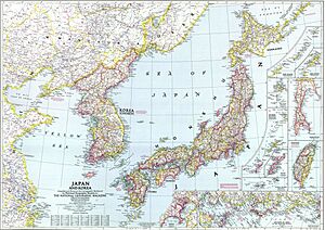 Map of Japan and Korea (1945), National Geographic