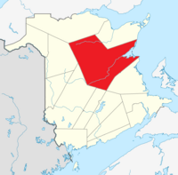 Map of New Brunswick highlighting Northumberland County