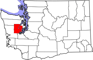 Map of Washington highlighting Mason County