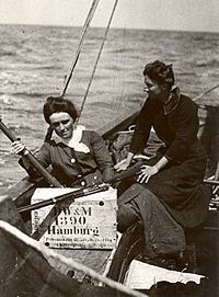 Mary Spring Rice and Molly Childers on board the Asgard, 1914