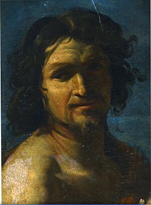 Matthias Stom - Saint Sebastian, possibly a self-portrait (detail of the Assumption of Mary with Saints)