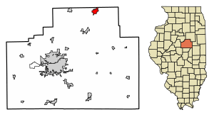 Location of Chenoa in McLean County, Illinois.