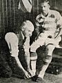 Mohammed Salim (Indian footballer) having feet bandaged at Celtic FC, 1936 photograph