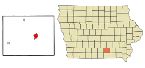 Location within Monroe County and Iowa