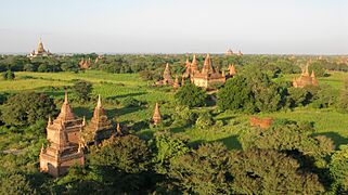Old Bagan, Myanmar, Bagan plains at sunset, Ancient city