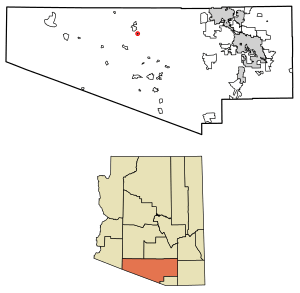 Location of Ak Chin in Pima County, Arizona.