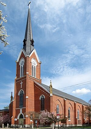 Saint Mary of the Assumption Catholic Church (C-bus, OH), exterior, springtime 2 b.jpg