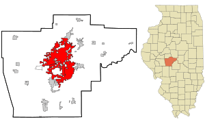 Location in Sangamon County and the state of Illinois