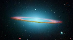 Sombrero Galaxy in infrared light (Hubble Space Telescope and Spitzer Space Telescope)