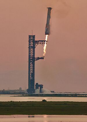 Starship Booster Return on Final Approach (54063904149)
