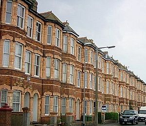 Terraced houses near Sheerness seafront Crop