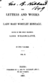 The Letters and Works of Lady Mary Wortley Montagu, 1837