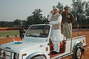 The Union Minister for Railways, Shri Lalu Prasad inspecting Guard of Honour at the Anniversary-cum-Investiture Parade of the Railway Protection Force, in New Delhi on November 22, 2006