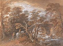 Thomas Gainsborough - Hilly Landscape with Figures Approaching a Bridge - Google Art Project