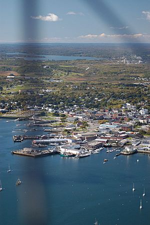 View of Rockland, Maine from a plane