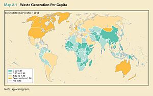 Waste generation per day per capita, September 2018