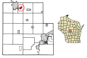 Location of Hewitt in Wood County, Wisconsin.