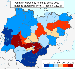Yakuts in Yakutia raions percentage 2010