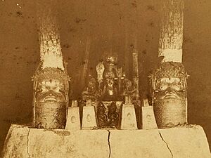 Ancestral shrine Royal Palace, Benin City, 1891 (cropped)