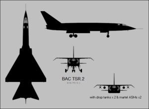 BAC TSR.2 three-view silhouette