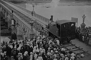 BWH&AR Locomotive crossing Bideford Bridge 1917