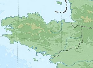 Bretagne topographic blank map