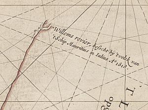 Caert van't Landt van d'Eendracht (detail showing Willems River)