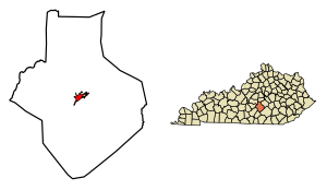 Location of Liberty in Casey County, Kentucky.