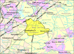Census Bureau map of Mansfield Township, Burlington County, New Jersey
