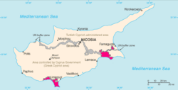 Map showing the location of Akrotiri and Dhekelia
