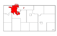 Location within Eau Claire County (pink-shaded portion is within Chippewa County).