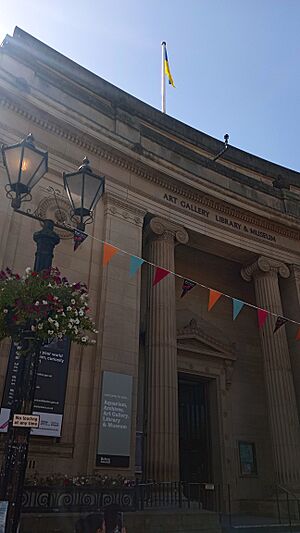 Exterior of the Bolton Art Gallery, Library and Museum in Bolton, Greater Manchester, England, 11 August 2024