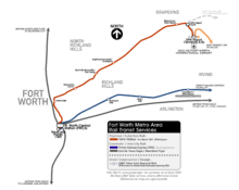 Fort Worth Metro Area Rail Transit Services Map
