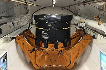 Hughes satellite booster mockup in Shuttle Independence cargo bay (24652005131)