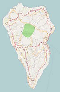 Map of La Palma island showing the location of Cueva de Agua near the north-west coast.