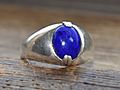 Lapis lazuli oval set in silver ring