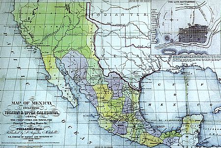 Map of Mexico including Yucatan and Upper California 1847