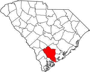 Map of South Carolina highlighting Colleton County