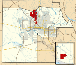 Location of Peoria in Maricopa County and Yavapai County, Arizona.