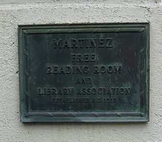 Martinez Library Plaque Free Reading Room