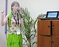 Nataliia Tymkiv making presentation at Wikiconference India 2016