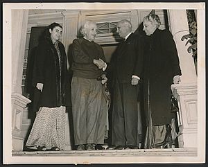 Nehru and Indira Gandhi visit Einstein