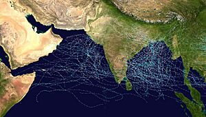 North Indian cyclone tracks 1970-2005