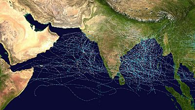 North Indian cyclone tracks 1970-2005