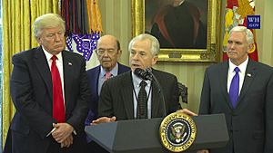 Peter Navarro, Director of the White House National Trade Council, Addresses in the Oval Office before U.S. President Donald Trump Signs Executive Orders Regarding Trade on March 31, 2017 4