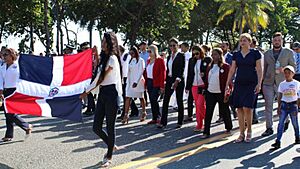 Puerto Plata Dominican Republic people downtown city parade flag