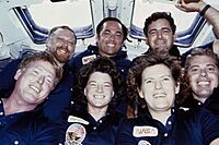 STS 41-G crew photo taken on the flight deck of the Challenger during flight - STS41G-19-006.jpg