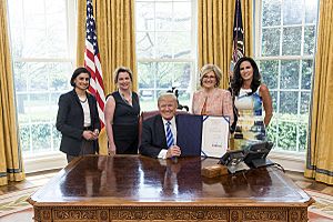Seema Verma, Marjorie Dannenfelser, Donald Trump, Diane Black and Penny Nance, April 2017