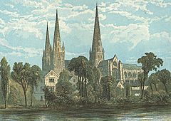 Southwestview of Lichfield Cathedral